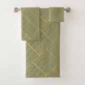LUXURIÖUS LACE GREEN GOLD HAMPTON TOWEL SET (Insitu)