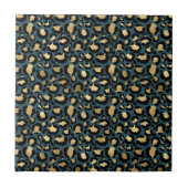 Luxurious Leopard Spots Dark Blue Wild Glam Fliese (Vorderseite)
