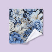 Luxurious Navy Blue Flowers Bath Towel Set (Waschlappen)