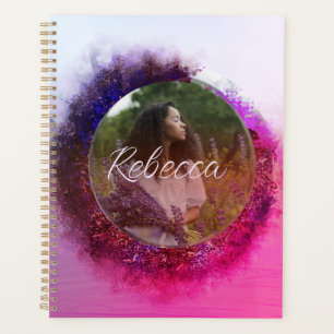 Luxurious Purple and Pink Ombre Circle Frame Photo Planer