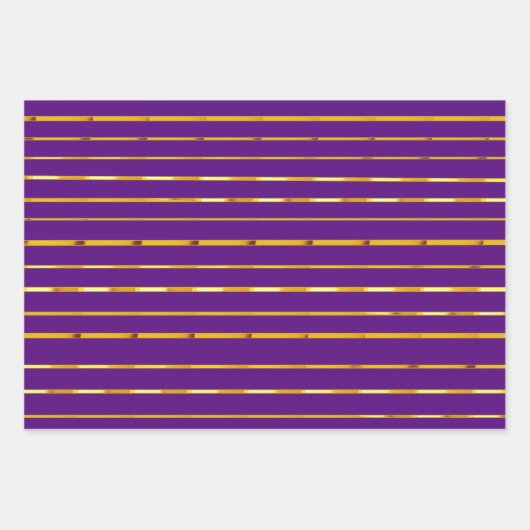 Luxurious Purple & Gold Stripe and Dot Christmas Geschenkpapier Set (Vorderseite 3)