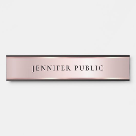 Luxurious Rose Gold Custom Elegant Modern Template Türschild (Vorderseite )