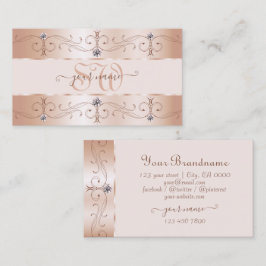 Luxurious Rose Gold Ornate Borders Jewels Monogram Visitenkarte