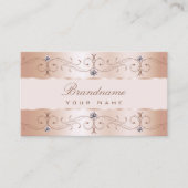 Luxurious Rose Gold Ornate Borders Jewels Ornament Visitenkarte (Vorderseite)