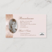 Luxurious Rose Gold Ornate Borders Logo and Photo Visitenkarte (Rückseite)