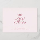 Luxurious Rose Gold Oval Frame Charming MIs XV Folieneinladung (Rückseite)