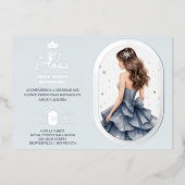 Luxurious Silver Oval Frame Charming Quinceañera  Folieneinladung (Vorderseite)