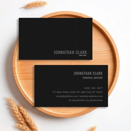 Luxurious Striped All-Black  Business Card Visitenkarte