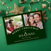 Luxurious Trendy Dark Green Christmas 2 Photos Save The Date