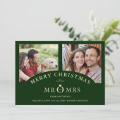 Luxurious Trendy Dark Green Christmas 2 Photos Save The Date (Stehend Vorderseite)