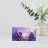 Luxurious Violet Gold Abstract Floral Geometric Visitenkarte (Stehend Vorderseite)
