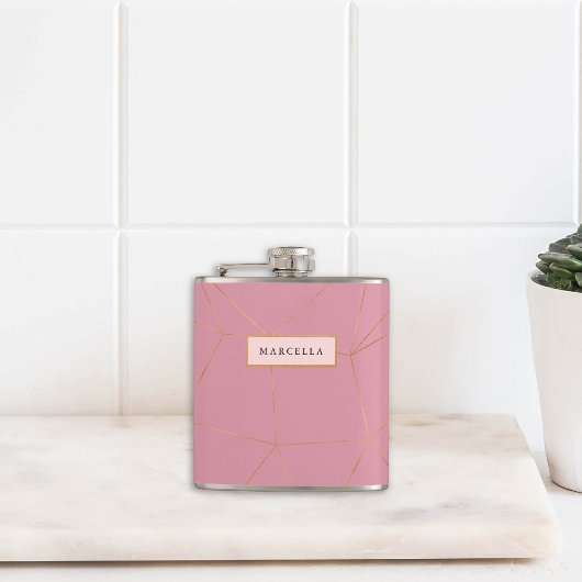 Luxuririsches geometrisches Gold Flachmann