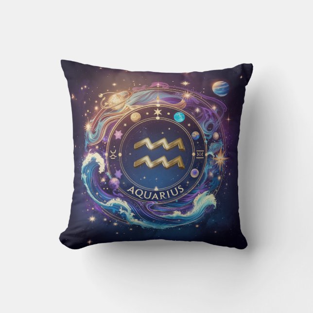 Luxurius Aquarius Zodiac Kissen (Vorderseite)