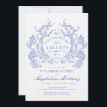 LUXURY 30. Geburtstag Vintages blaues Wappen Einladung<br><div class="desc">Ein elegantes französisches Vintages blühendes Wappen steht im Mittelpunkt der Bühne dieses zeitlosen Geburtstags. Verziert,  formell und sehr feminin macht jede Geburtstagsfrau ein ganz besonderes Gefühl. Die Party-Vorräte werden koordiniert.</div>