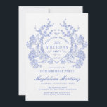 LUXURY 30. Geburtstag Vintages blaues Wappen Einladung<br><div class="desc">Ein elegantes französisches Vintages blühendes Wappen steht im Mittelpunkt der Bühne dieses zeitlosen Geburtstags. Verziert,  formell und sehr feminin macht jede Geburtstagsfrau ein ganz besonderes Gefühl. Die Party-Vorräte werden koordiniert.</div>