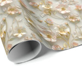 Luxury 3D Embossed Floral Gold Foil Elegant Gift Geschenkpapier (Rolleneckpunkt)