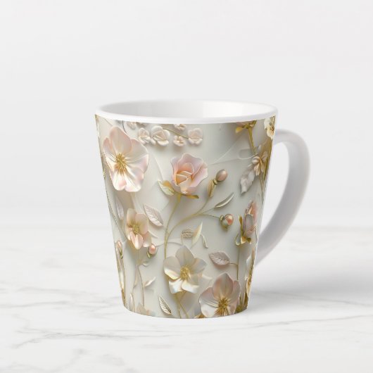 Luxury 3D Embossed Floral Gold Foil Elegant Milchtasse (Rechte Ecke)