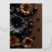 Luxury 3D Floral Bronze & Black Wedding Invitation Folieneinladung (Rückseite)