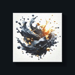 Luxury 3D Fluid Splash Art - Dynamic Gold and Matt Leinwanddruck<br><div class="desc">A high-energy abstract composition featuring a stunning 3D splash of liquid gold intertwined with matte slate blue waves. Tiny golden spheres and droplets burst forth, creating a sense of dynamic movement and modern elegance against a clean white background. This sophisticated piece is a perfect focal point for a contemporary living...</div>