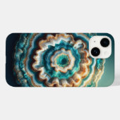 Luxury 3D Geode Sliced Agate Teal and Gold Druzy C Case-Mate iPhone Hülle (Rückseite (Horizontal))