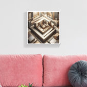 Luxury 3D Geometric Maze - Modern Gold & Grey Arch Leinwanddruck (Insitu (Wohnzimmer))