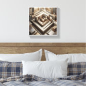 Luxury 3D Geometric Maze - Modern Gold & Grey Arch Leinwanddruck (Insitu (Schlafzimmer))