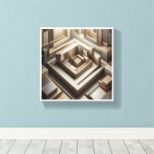 Luxury 3D Geometric Maze - Modern Gold & Grey Arch Leinwanddruck (Insitu (Holzboden))