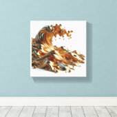 Luxury 3D Liquid Gold Wave - Metallic Fluid Abstra Leinwanddruck (Insitu (Holzboden))