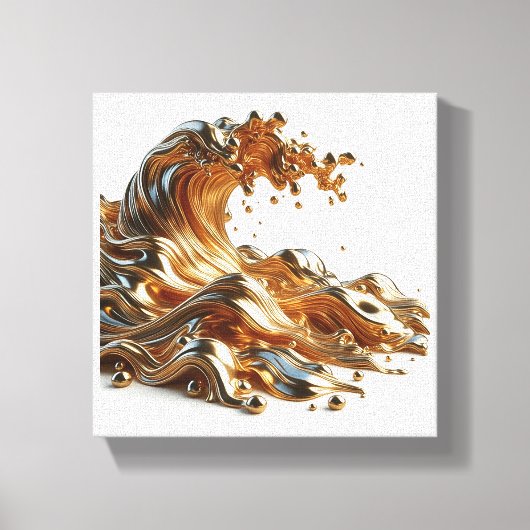 Luxury 3D Liquid Gold Wave - Metallic Fluid Abstra Leinwanddruck (Vorderseite)