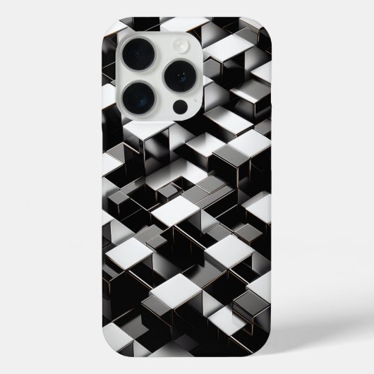 Luxury 3D Metallic Cube Phone Case Silver & Black (Rückseite)