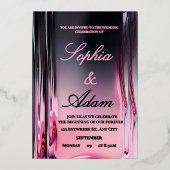 Luxury 3D Pink Glossy Wedding Invitation Folieneinladung (Vorderseite)