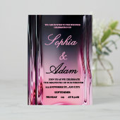 Luxury 3D Pink Glossy Wedding Invitation Folieneinladung (Stehend vorne)