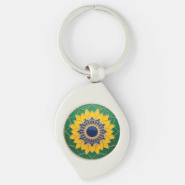 Luxury 3D Solar Mandala Keychain - Gold & Emerald Schlüsselanhänger