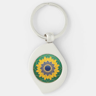 Luxury 3D Solar Mandala Keychain - Gold & Emerald Schlüsselanhänger