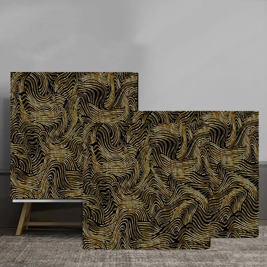 Luxury Abstract Gold Wave Line Pattern Fliese