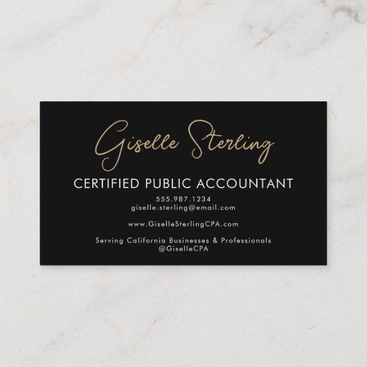 Luxury Accountant CPA QR Code Black Gold Photo Visitenkarte (Rückseite)