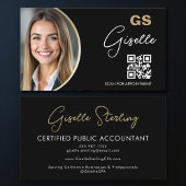 Luxury Accountant CPA QR Code Black Gold Photo Visitenkarte