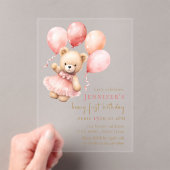 Luxury Acrylic Beary First Birthday Invitation Acryleinladungen (Insitu (Handheld))