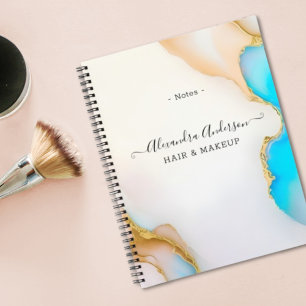 Luxury Agate Blue Gold Details Signature Script Notizblock