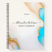 Luxury Agate Blue Gold Details Signature Script Notizblock (Vorderseite)