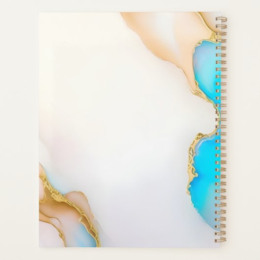 Luxury Agate Blue Gold Details Signature Script Planer (Rückseite)