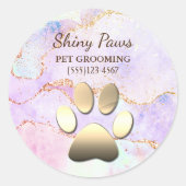 Luxury Agate Glitzer Dog Paw Pet Grooming Runder Aufkleber (Vorderseite)
