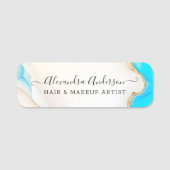 Luxury Agate Marble Holografisches Skript Namensschild (Vorderseite)
