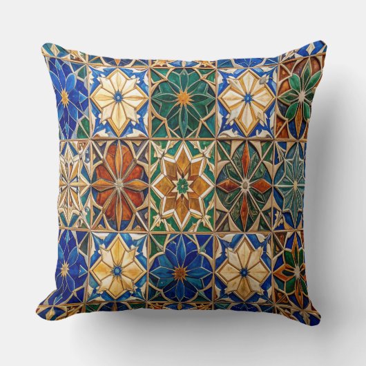 Luxury Algerian Zellig Tile Pattern Prayer Pillow Kissen (Vorderseite)