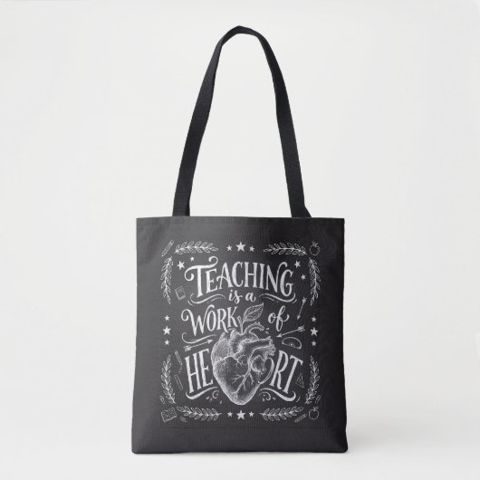 Luxury All-Over-Print Teacher Work of Heart Tote B Tasche (Vorderseite)