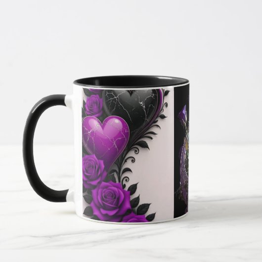 Luxury Amethyst Heart and Purple Roses Coffee Mug Tasse (Links)