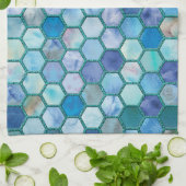 Luxury Aqua Blue Wabenmuster Handtuch (Gefaltet)
