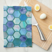 Luxury Aqua Blue Wabenmuster Handtuch (Viertel Falte)