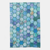Luxury Aqua Blue Wabenmuster Handtuch (Vertikal)
