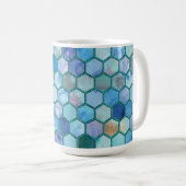 Luxury Aqua Blue Wabenmuster Kaffeetasse (VorderseiteRechts)